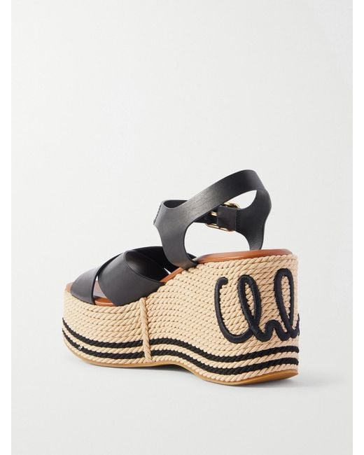 Chloé Natural Leather Platform Espadrilles