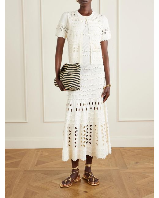 Ulla Johnson White Abriana Eyelet-Embellished Knitted Shirt