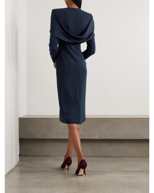 Robe Midi Effet Cape En Crêpe Stretch Et En Satin Penny Jenny Packham en coloris Blue