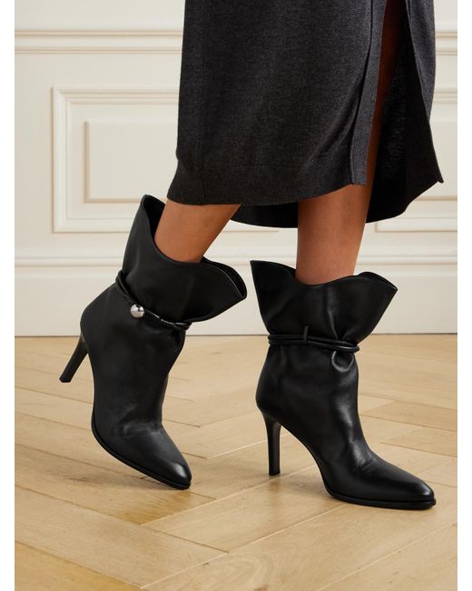 Isabel Marant Black Lolya Embellished Leather Ankle Boots