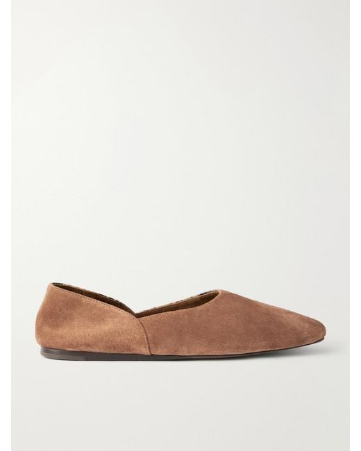 Khaite Brown Jane Suede And Snake-Effect Leather Moccasins