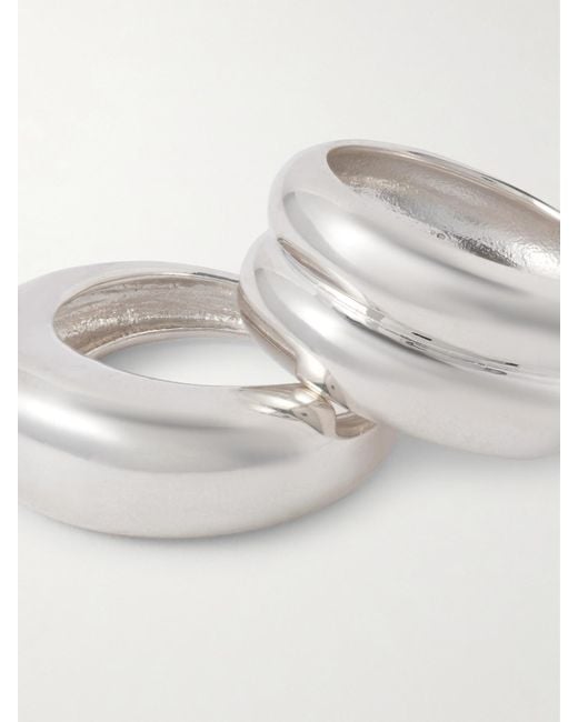 Agmes White Set Of Two Recycled Sterling Rings