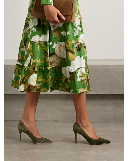 Gianvito Rossi Green Gianvito 85 Suede Pumps
