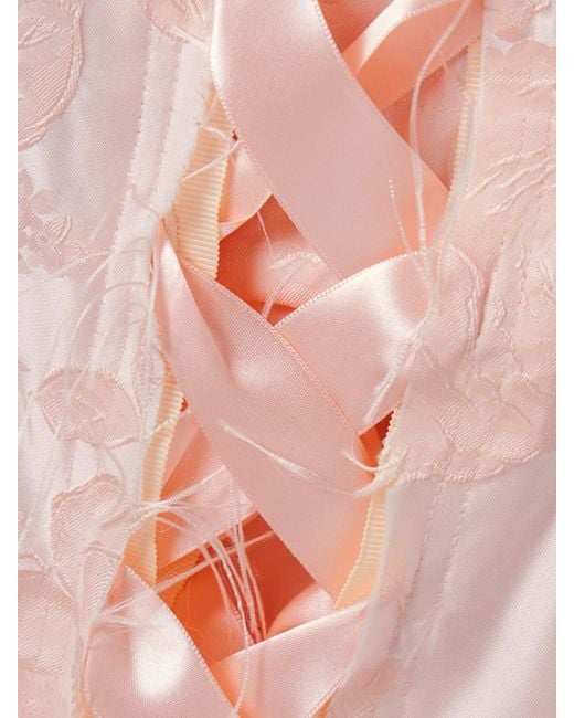 Jupe Midi En Brocart Effilé À Rubans Unraveling Ribbon Simone Rocha en coloris Pink