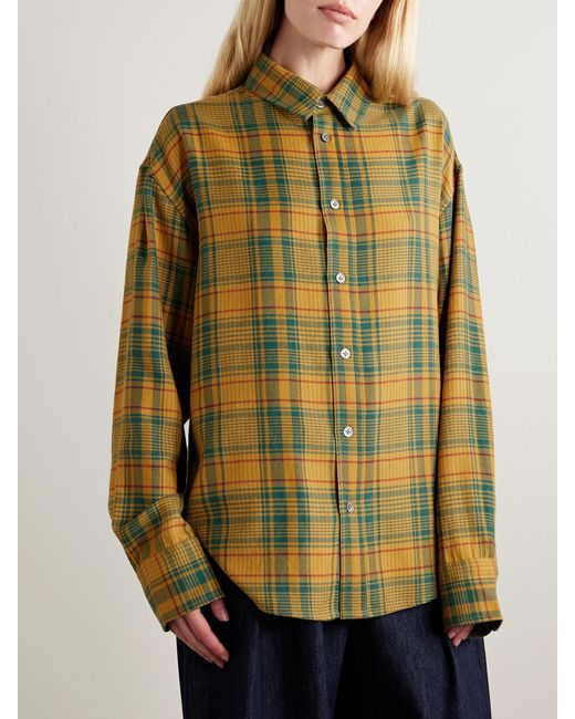The Elder Statesman Multicolor Checked Cashmere And Wool-Blend Shirt