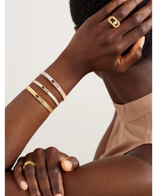 Messika Natural Move Noa Ciselé 18-Karat Rose Diamond Bangle