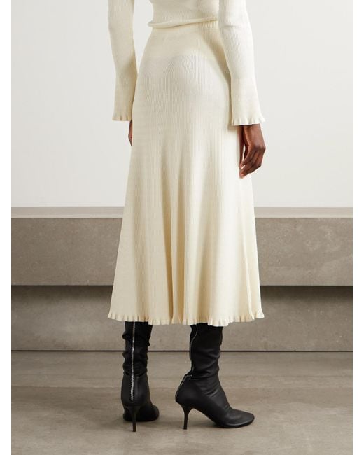 Proenza Schouler Natural Stina Striped Knitted Midi Skirt