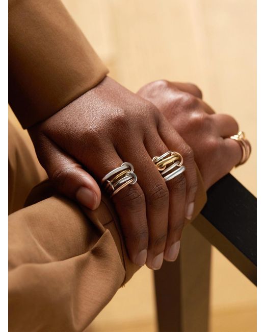 Spinelli Kilcollin Natural Hyacinth Set Of Four 18-Karat And Rose And Sterling Rings