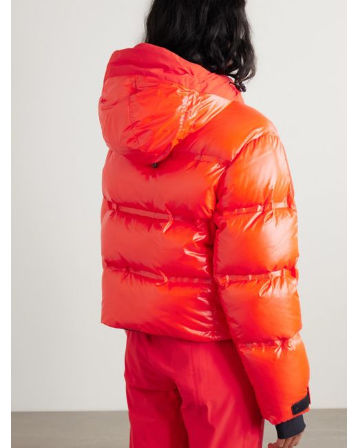 Aztech Mountain Red Super Nuke Hooded Quilted Paneled Down Ski Jacket