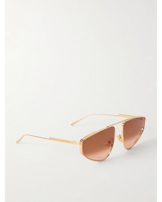 Bottega Veneta Brown Ribbon Aviator-Style-Tone Sunglasses