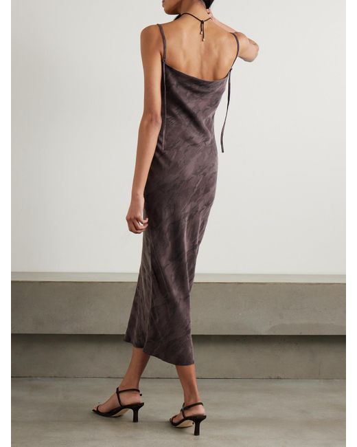 St. Agni Purple Printed Satin Midi Dress