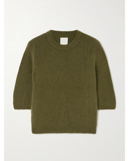 Suzie Kondi Green Ella Cropped Cashmere Sweater