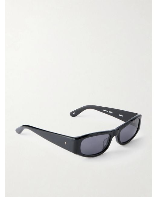 THISTLES Black The Suede Square-Frame Acetate Sunglasses