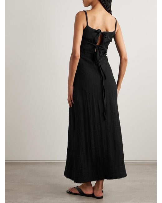 Proenza Schouler Black Evelyn Tie-Back Crinkled-Voile Maxi Dress