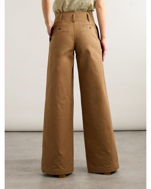 Pantalon Droit En Toile De Coton À Plis Chloé en coloris Natural