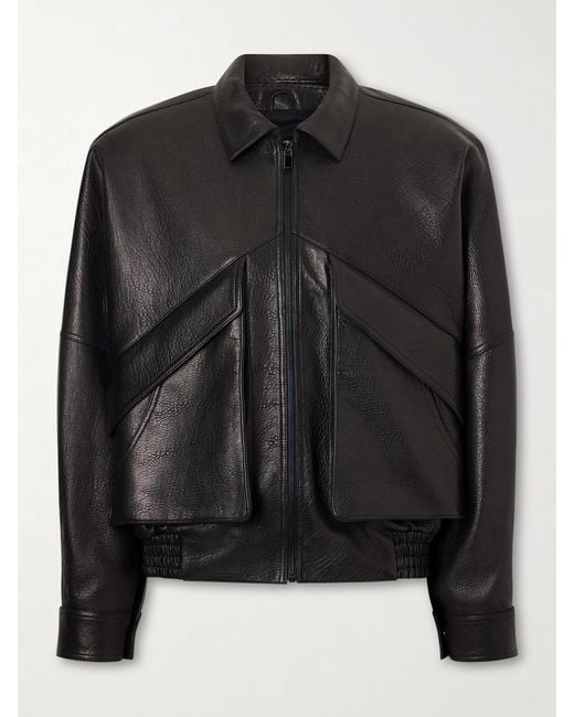 Magda Butrym Black Textured-Leather Biker Jacket