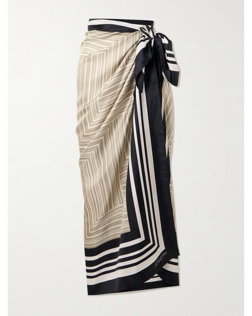 Joseph White Nixie Striped Silk Satin-Twill Pareo