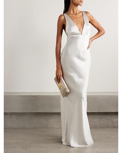 Nili Lotan White Bionca Silk-Charmeuse Gown