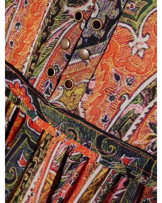 Robe Longue En Voile De Soie Imprimé À Ornements Et À Ceinture Melinda Isabel Marant en coloris Brown