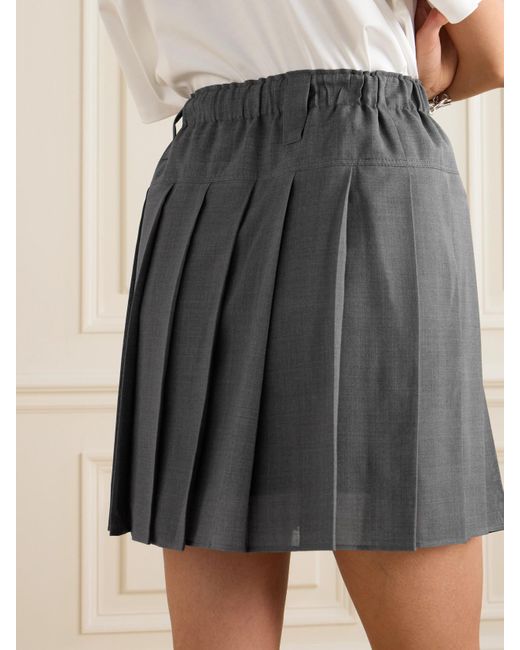 Brunello Cucinelli Gray Pleated Twill Mini Skirt