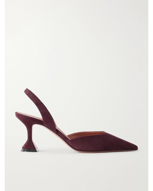 AMINA MUADDI Pink Holli Sling 70 Suede Pumps