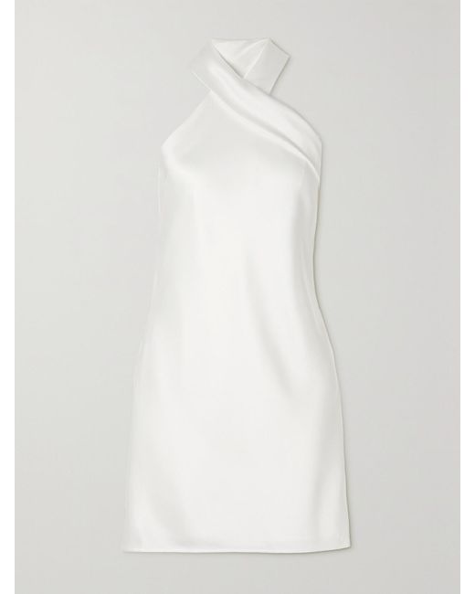 Galvan White Pandora Neckholder-Minikleid Aus Satin