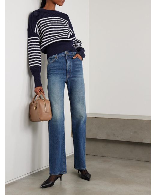 Altuzarra Blue Tanessa Striped Ribbed Cotton Sweater