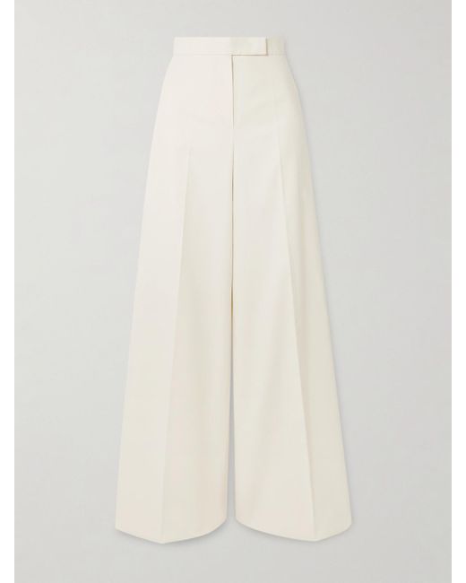 Max Mara White Cotton-Blend Wide-Leg Pants