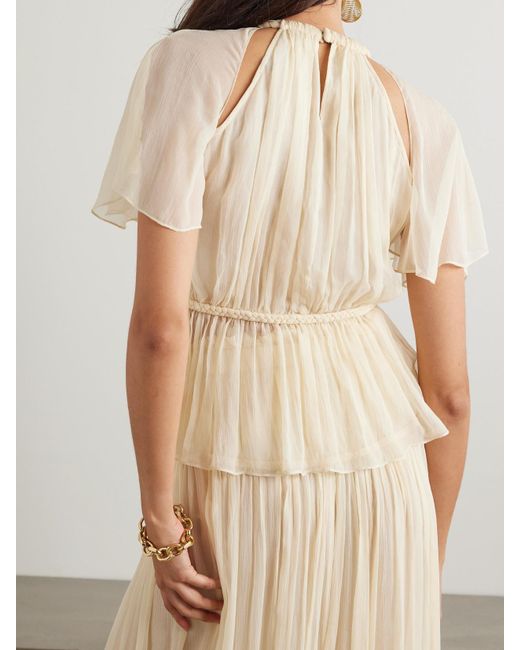 Isabel Marant Natural Rosaline Bluse Aus Seidenkrepon Mit Verzierungen Und Flechtdetails