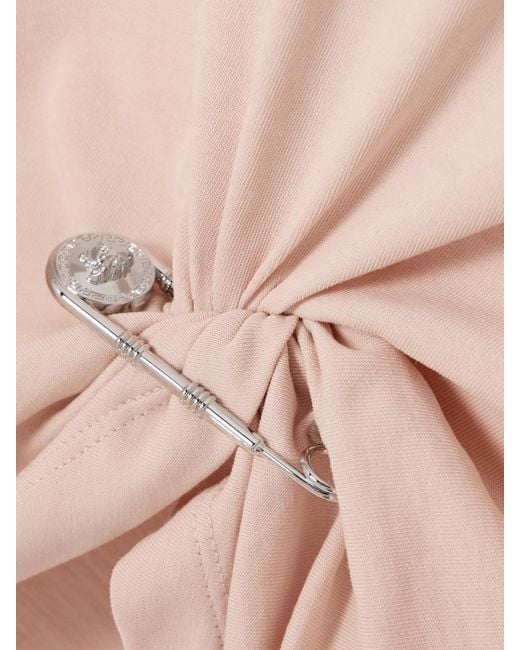 Versace Pink Verkürztes T-Shirt Aus Baumwoll-Jersey Mit Verzierung