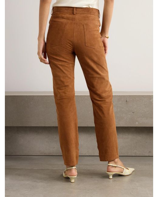 Blazé Milano Brown Viva Paso Hose Mit Geradem Bein Aus Veloursleder