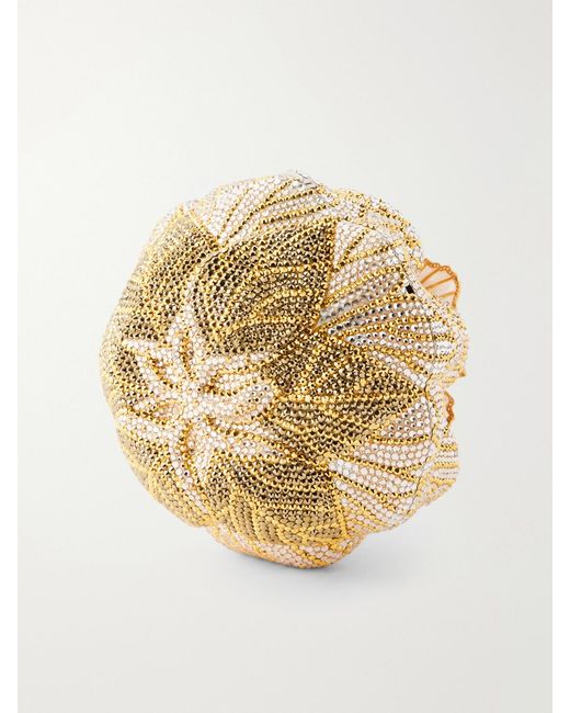Judith Leiber Metallic Magnolia Crystal-Embellished-Tone Clutch
