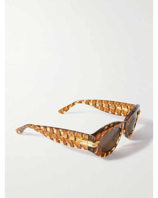 Bottega Veneta Oval-Frame Acetate Tortoiseshell Sunglasses  display picture 3