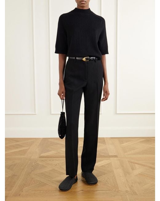 Theory Black Crepe Straight-Leg Pants