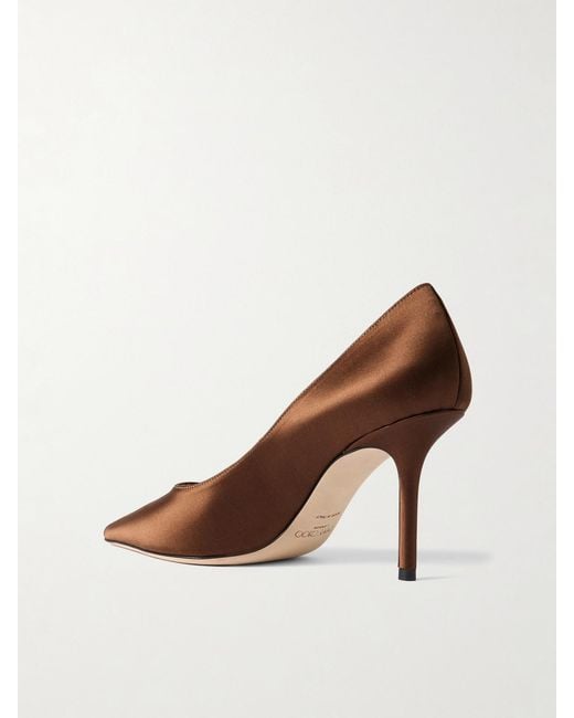 Jimmy Choo Brown Love 85 Satin Pumps