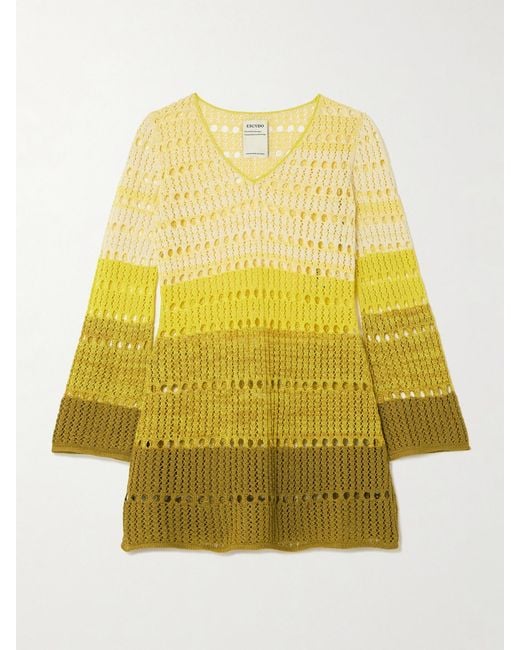 Escvdo Yellow Mishi Ombré Knitted Cotton Mini Dress