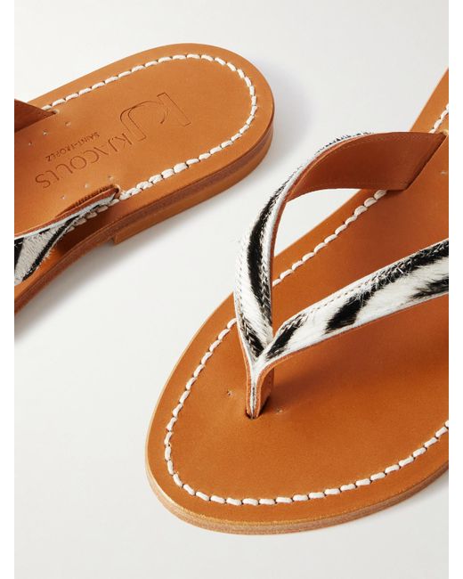 K. Jacques Multicolor Torino Zebra-Print Goat Hair Flip Flops