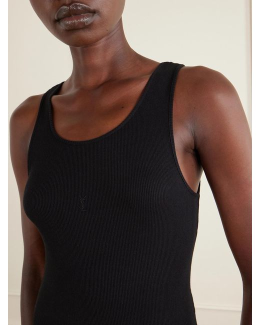 Saint Laurent Black Cotton Mini Dress