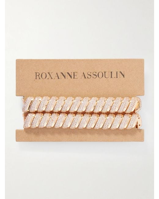 Roxanne Assoulin Natural The Palais Royale Set Of Two-Tone Crystal Bracelets