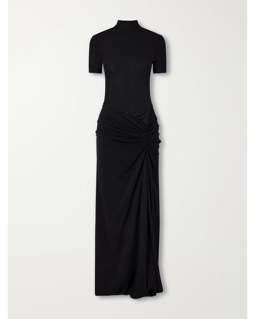 Christopher Esber Black Fusion Ruched Jersey Maxi Dress