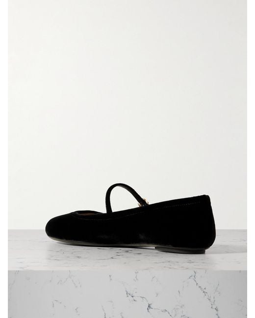 Gianvito Rossi White Carla Velvet Mary Jane Ballet Flats