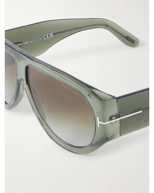 Tom Ford Green Bronson D-Frame Tortoiseshell Acetate Sunglasses