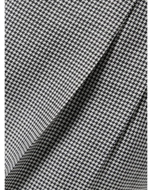 Blazé Milano Gray Fox Pleated Houndstooth Wool-Twill Straight-Leg Pants