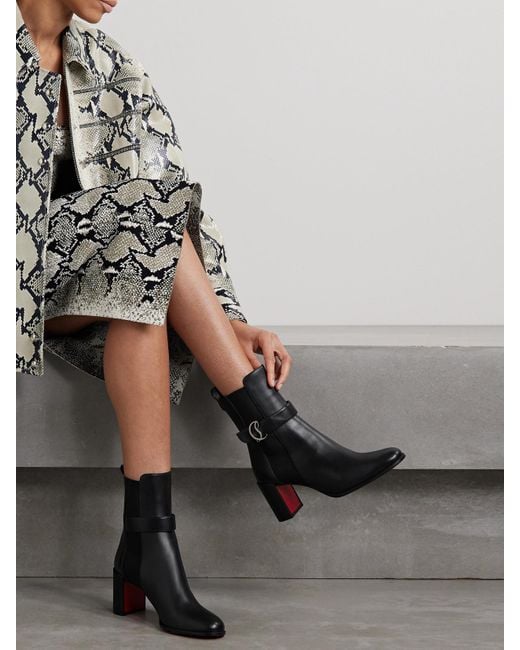 Christian Louboutin Black Cl Chelsea Booty 70 Leather Ankle Boots