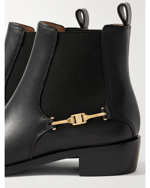 Ferragamo Black Chelsea Boots Aus Leder Mit Verzierung
