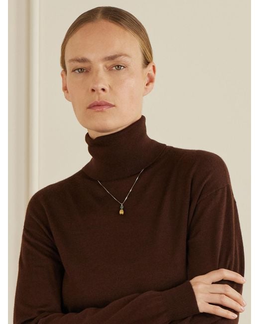 Saint Laurent White Pineapple-Tone And Enamel Necklace