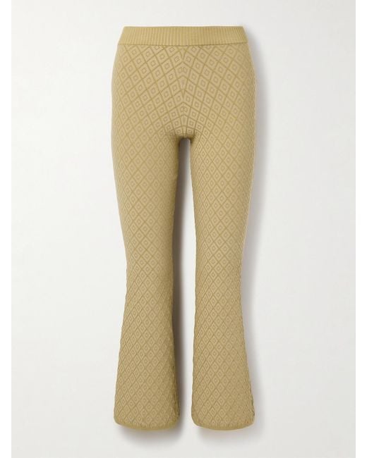 High Sport Natural Kick It Cropped Cotton-Blend Jacquard Flared Pants