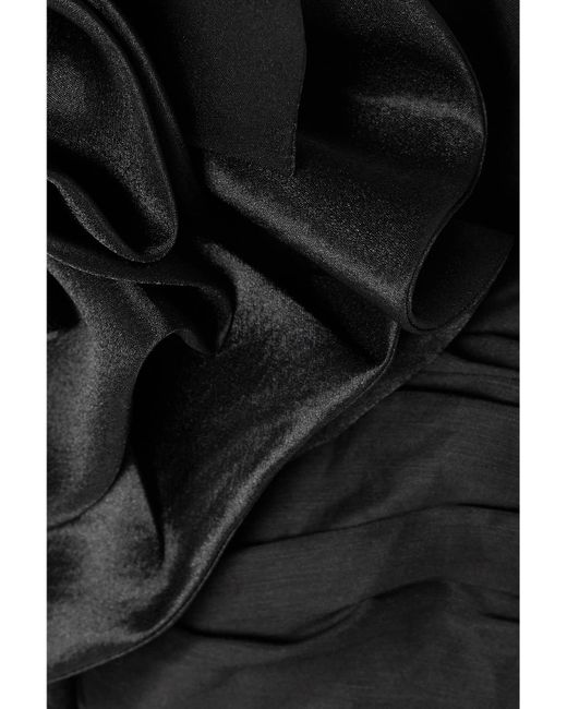 Aje. Black Energy Satin-Trimmed Wrap-Effect Linen-Blend Mini Dress