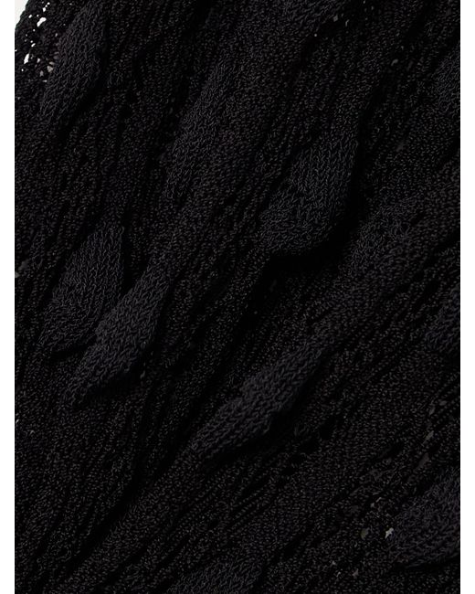 Alaïa Black Open-Knit Straight-Leg Pants