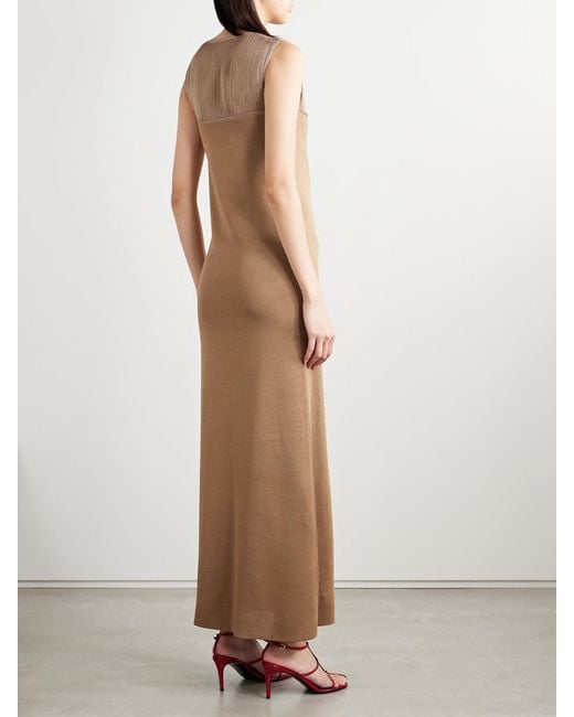 Khaite Natural Ruslan Fringed Knitted Maxi Dress